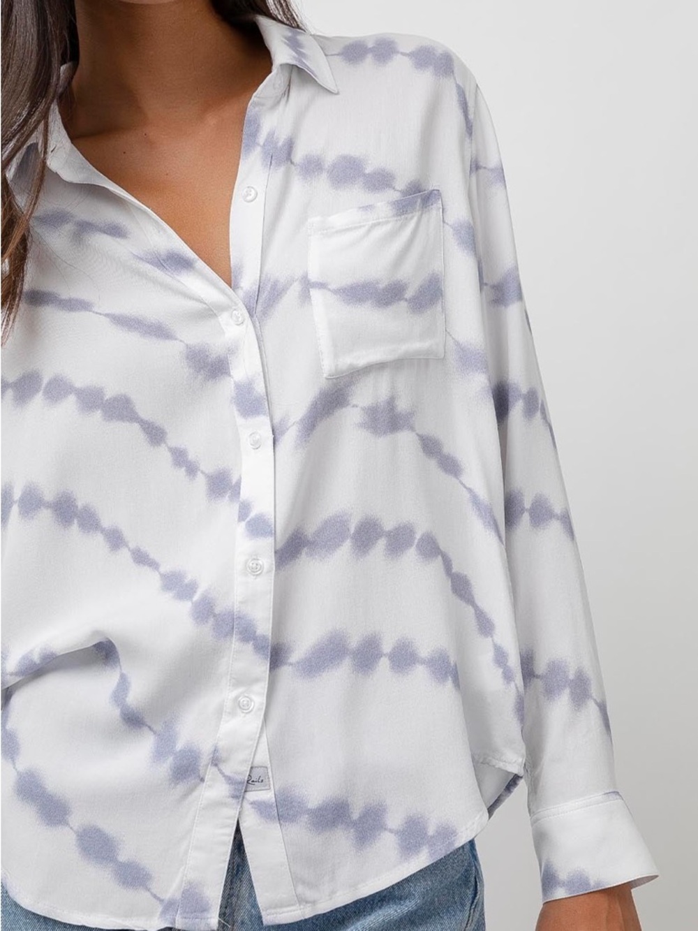 Rails Hunter Tie Dye Button Down Shirt Blue White Medium